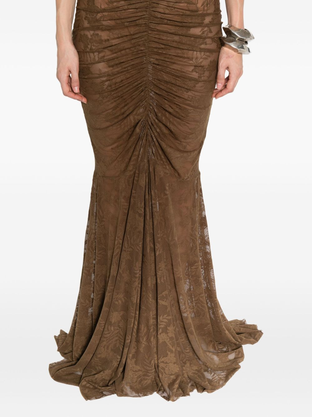 strapless fishtail maxi dress - 5