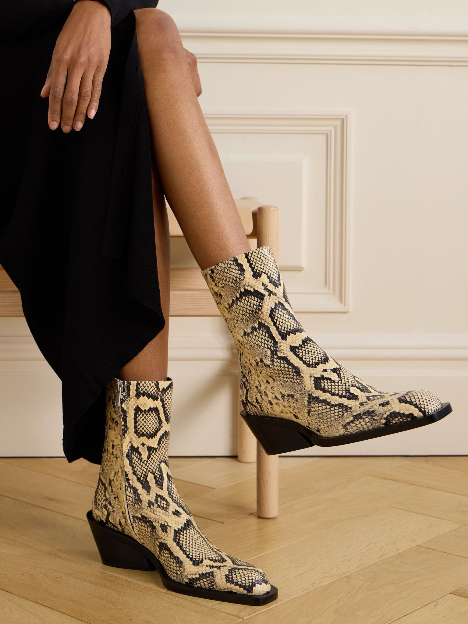 Snake-print leather ankle boots Snake print - 2