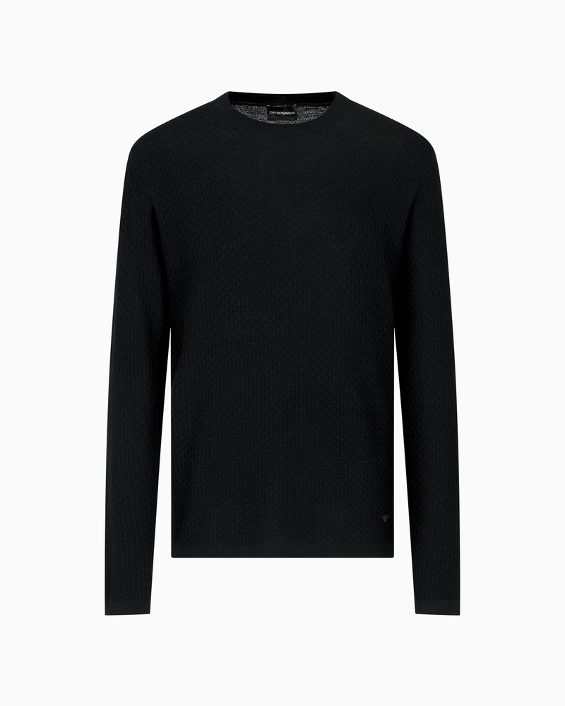 VIRGIN WOOL JUMPER WITH EMBOSSED JACQUARD PATTERN 1