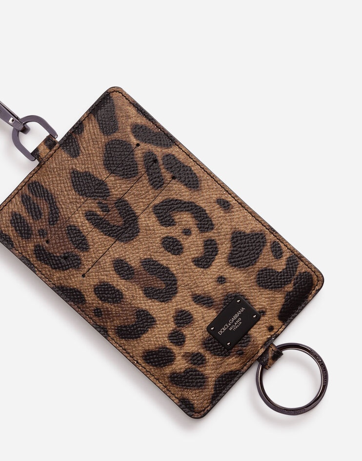 Leopard print card holder in dauphine calfskin with cross-body strap - 2