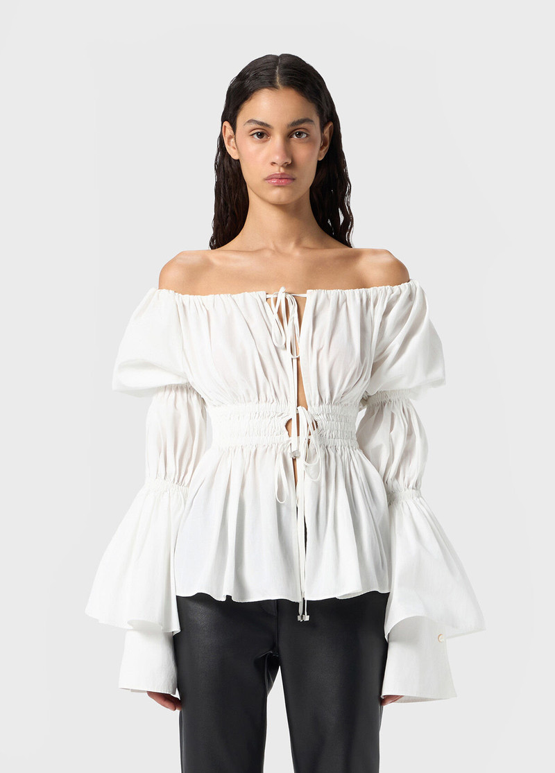 Blumarine TECHNICAL FABRIC SHIRT WITH GATHERING outlook