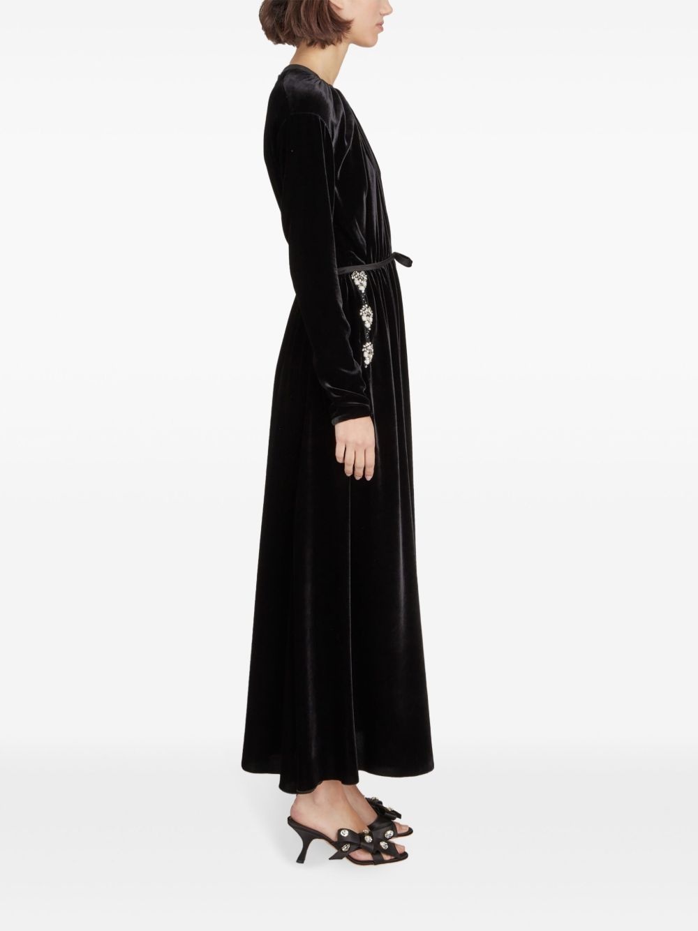 rhinestone-embellished velvet dress - 3