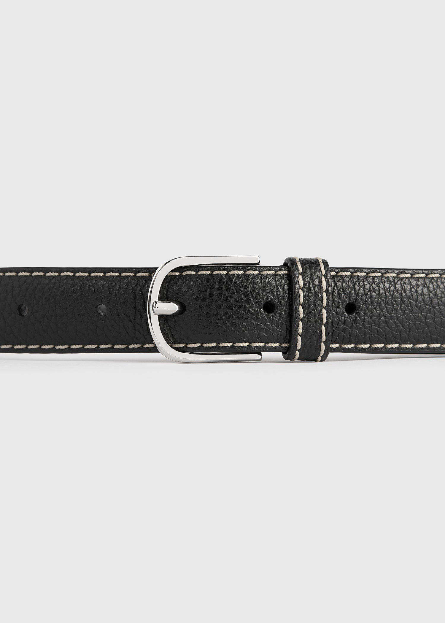 Slim trouser leather belt black grain - 3