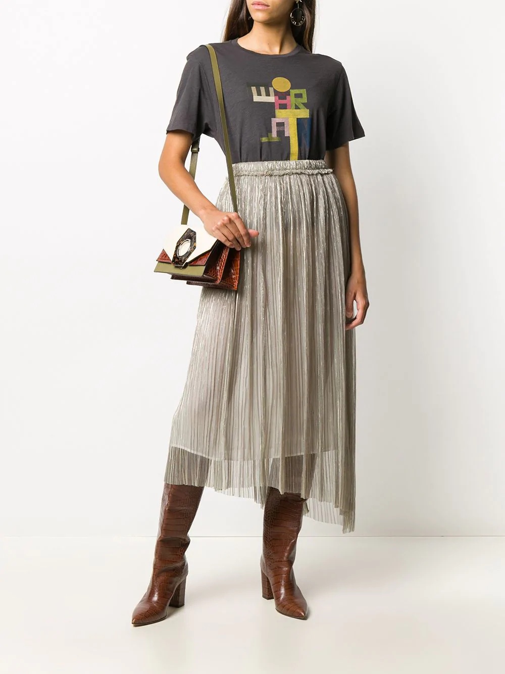 Dolmenae metallic pleated skirt - 2