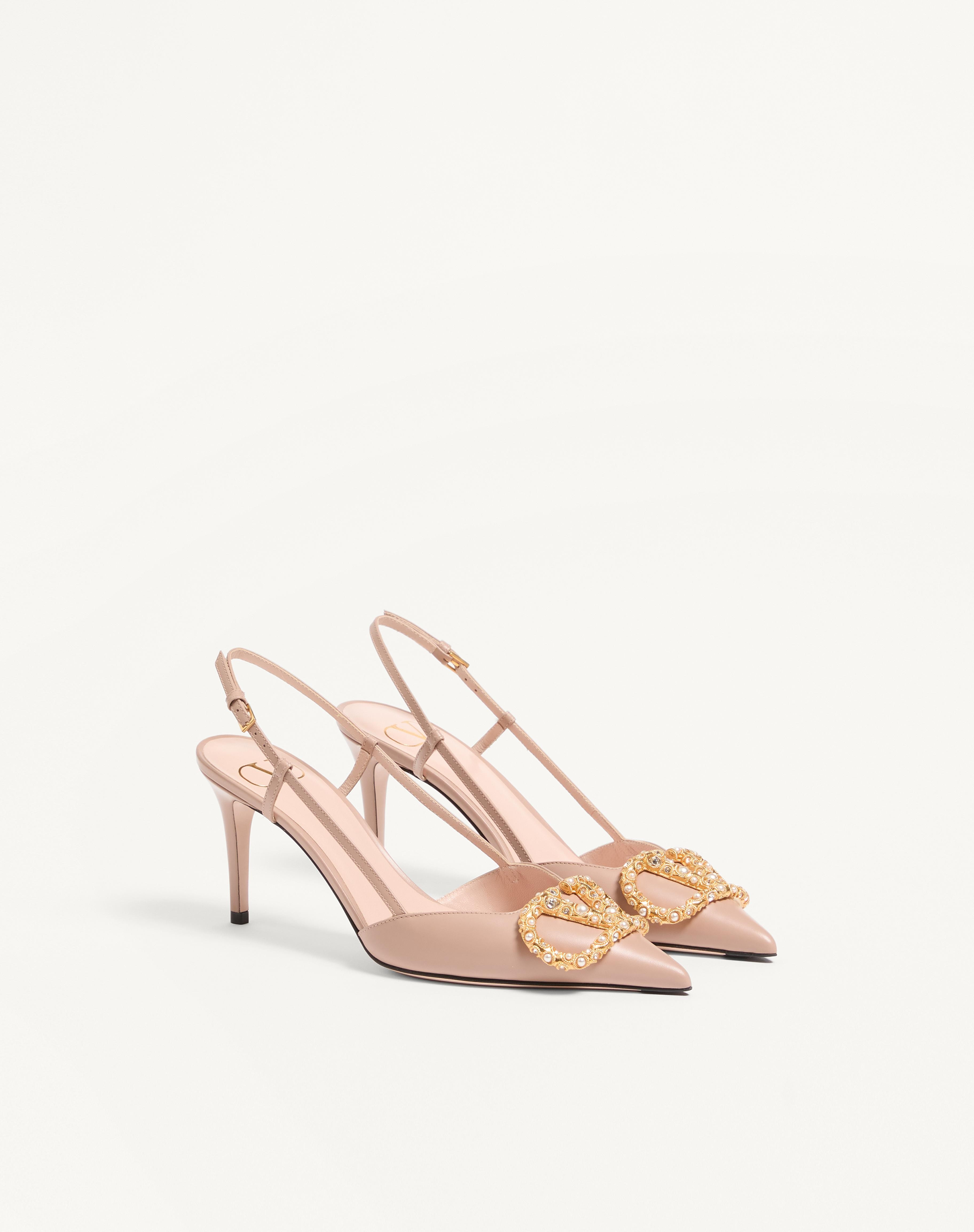 VLOGO SIGNATURE SLINGBACK CALFSKIN PUMP WITH JEWEL LOGO 80MM - 3