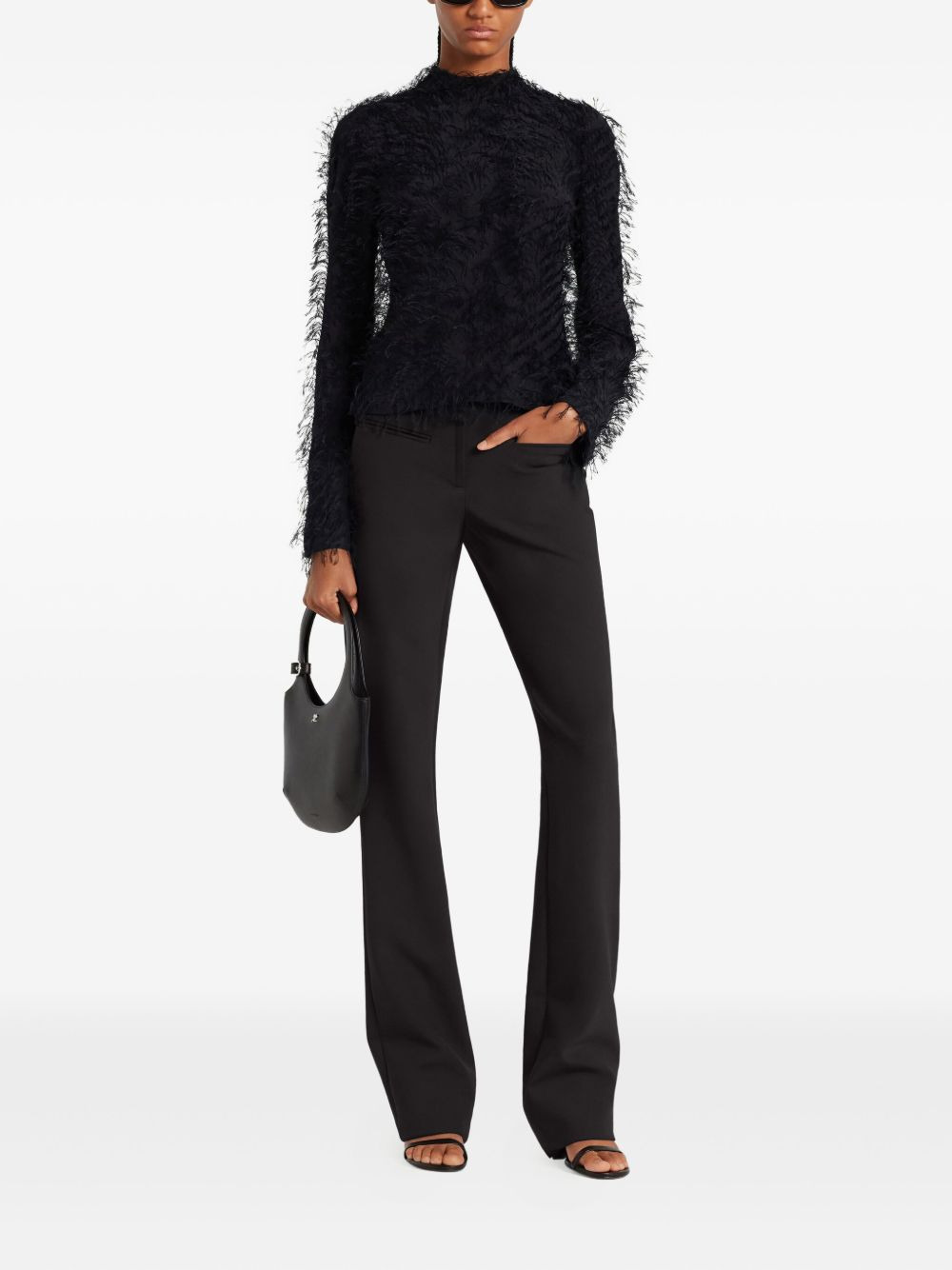 feather-embellished long-sleeve top - 2