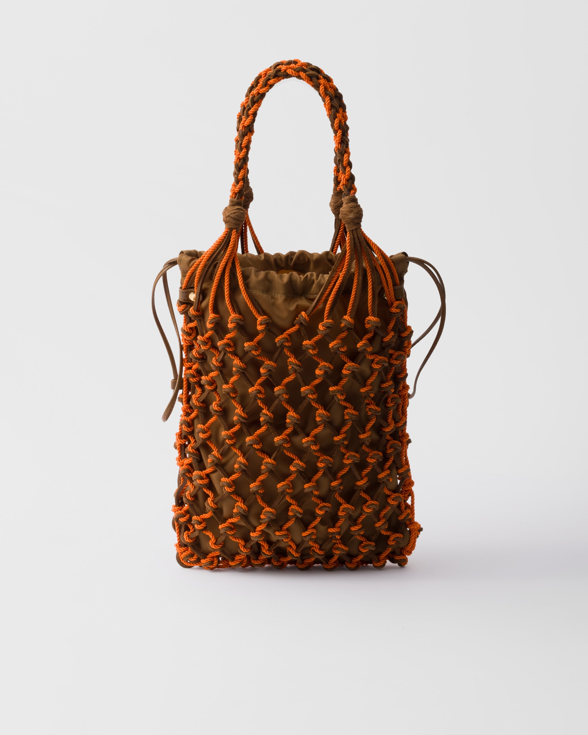 Prada Noué small macramé and suede bag - 4