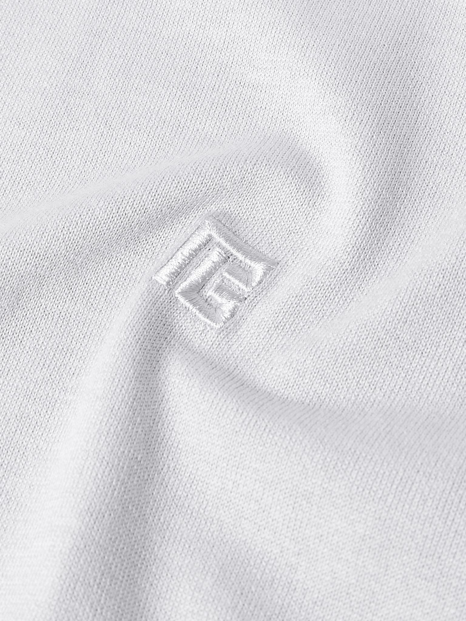 Logo-Embroidered Silk-Blend Polo Shirt Light gray - 4
