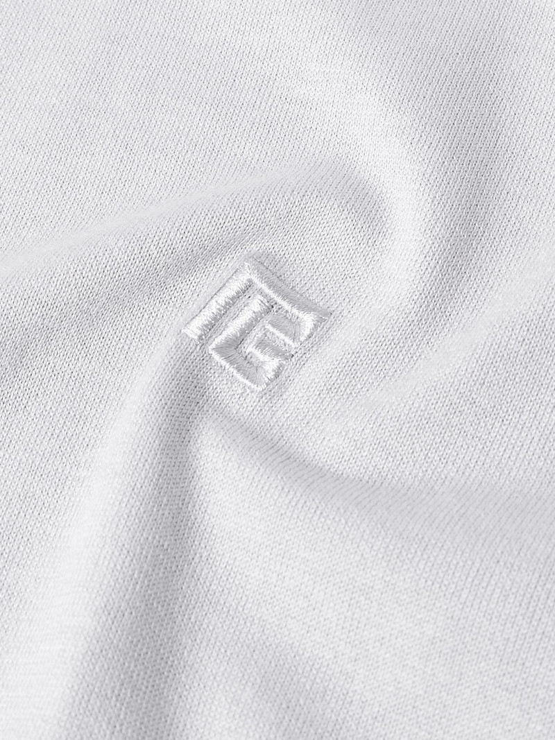 Logo-Embroidered Silk-Blend Polo Shirt Light gray 4