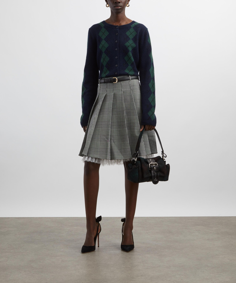 Clara Navy Argyle Cashmere Cardigan 2