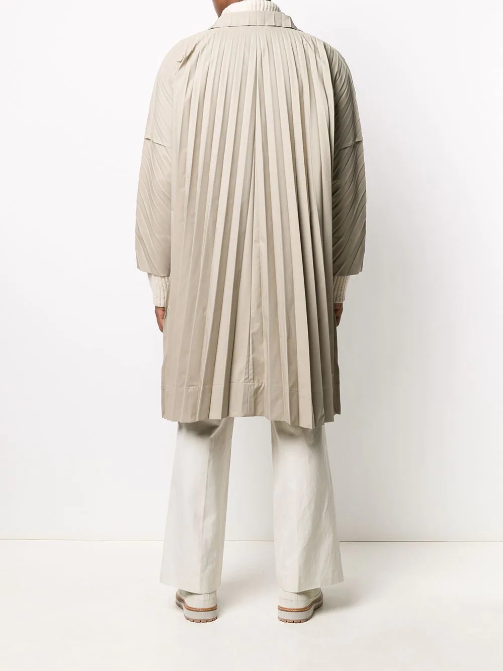 pleated funnel-neck coat - 9