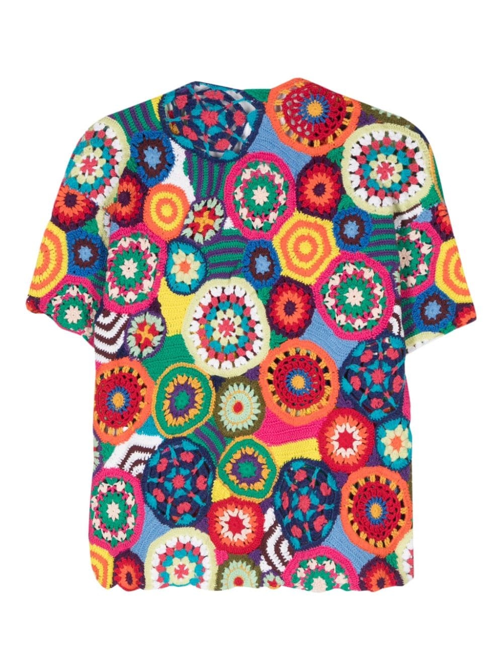crochet-knit cotton-blend T-shirt - 2