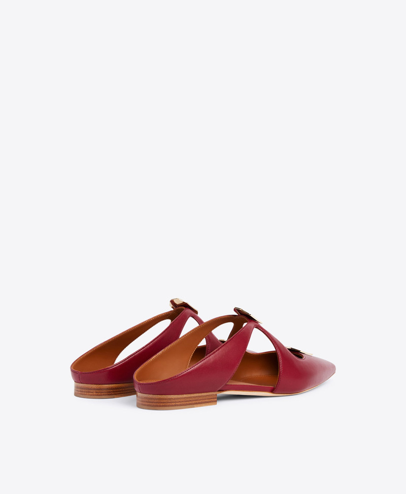 Tina Flat - Burgundy Leather Flat Mules with Ornaments 3