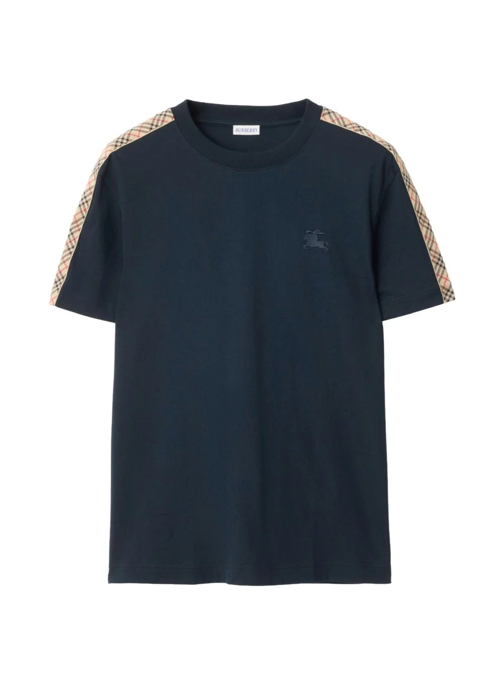 Check trim cotton T-shirt - 1