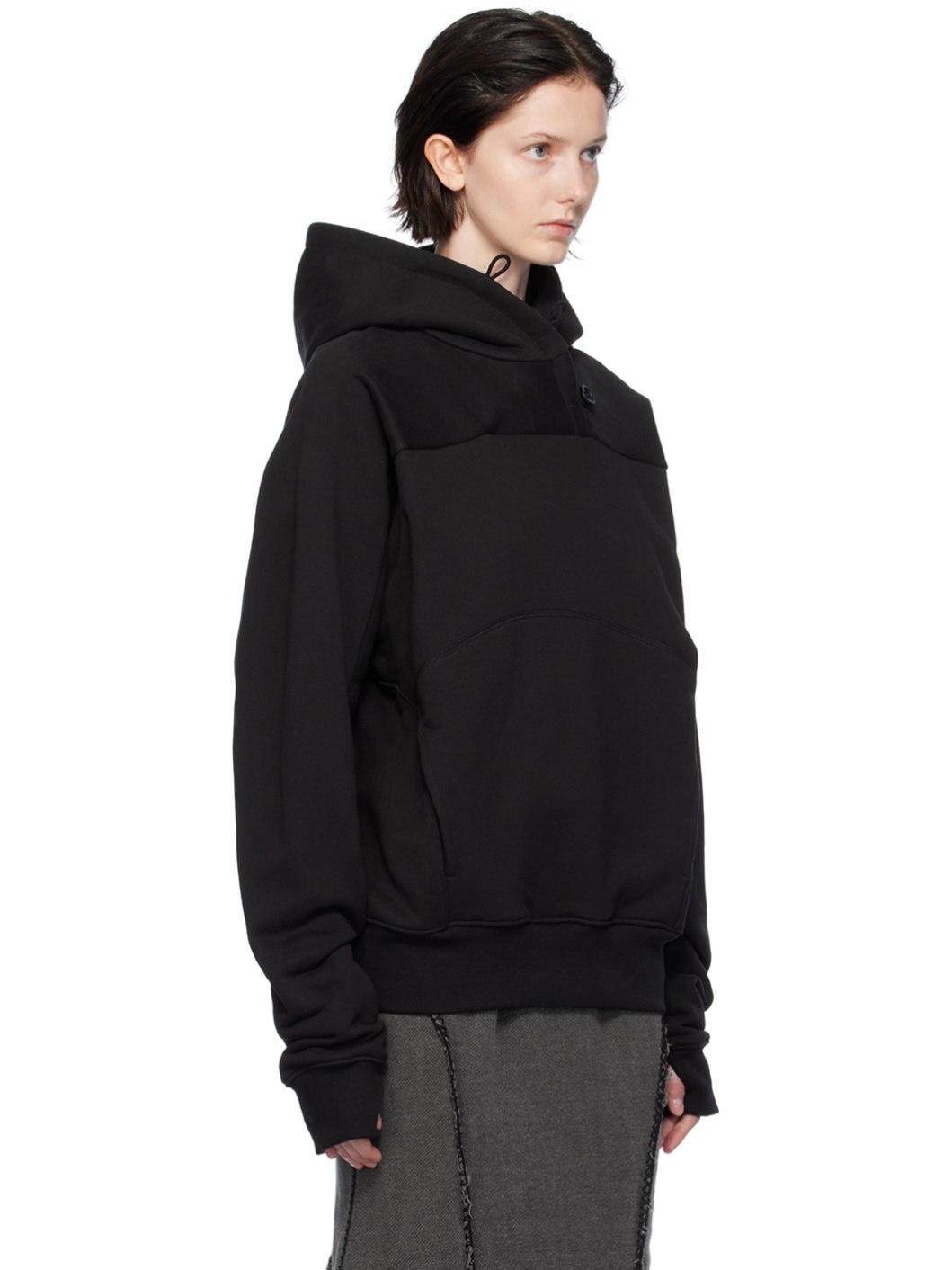 Black Button Hoodie - 2