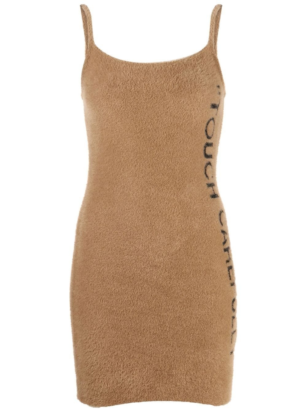 slogan detail fuzzy mini dress - 1