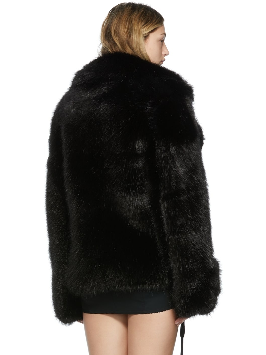 Black Faux-Mink Jacket - 3