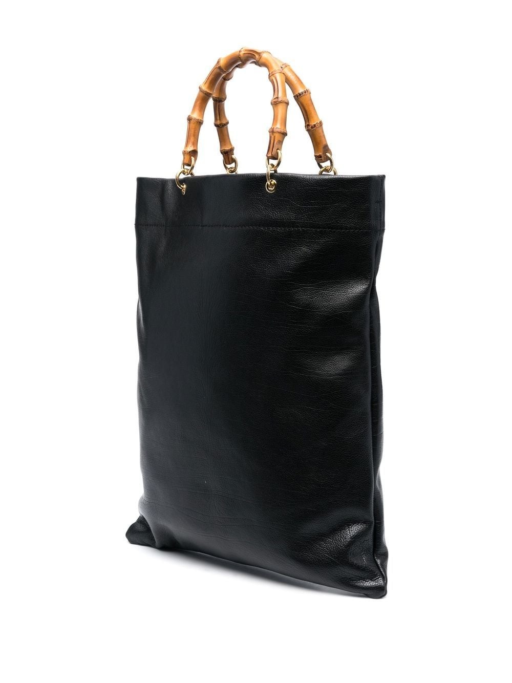 bamboo-handle leather tote bag - 3