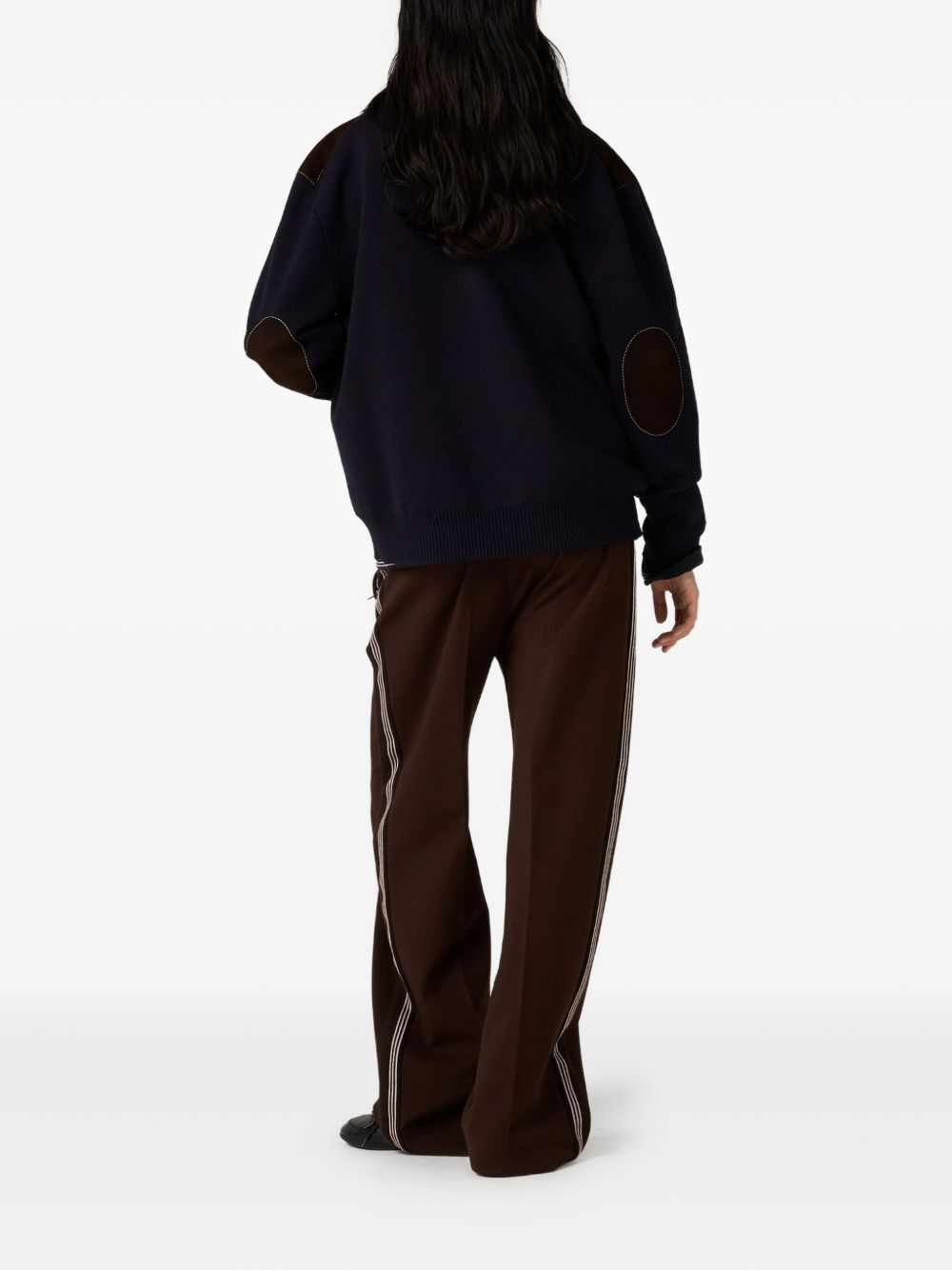 leather-panel wool cardigan - 3