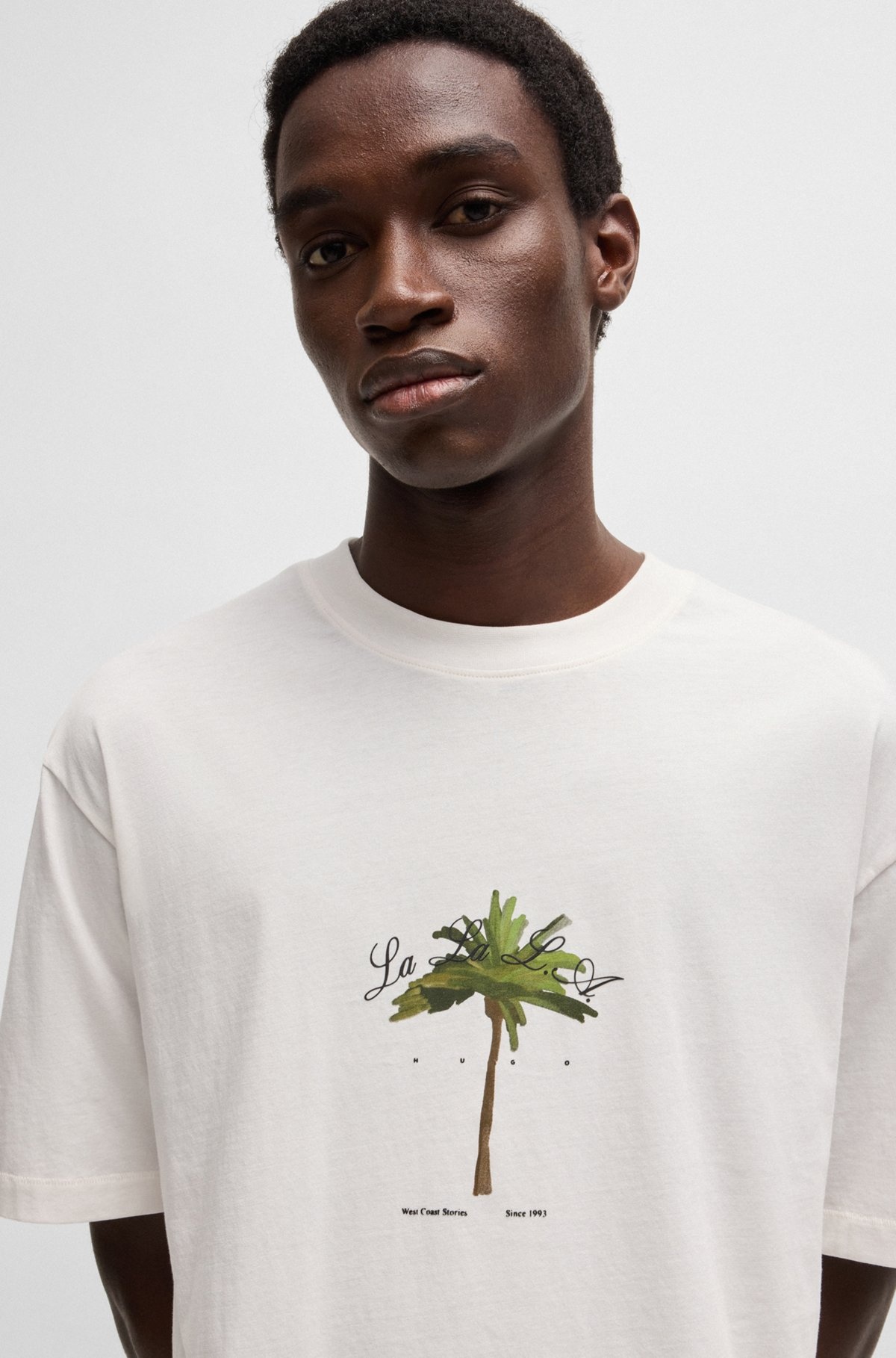 COTTON-JERSEY T-SHIRT WITH PALM-TREE PRINT - 3