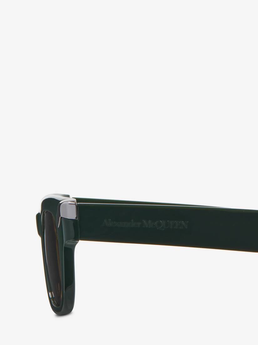 Men's Punk Rivet Square Sunglasses in Dark Green/ochre - 5