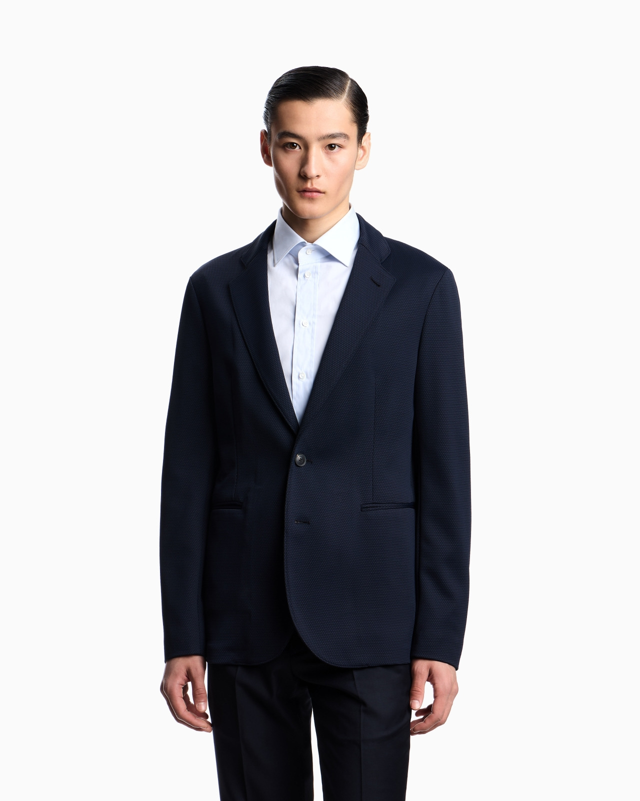 SINGLE-BREASTED JACKET IN STRETCH PIQUÉ TECHNICAL JERSEY - 4