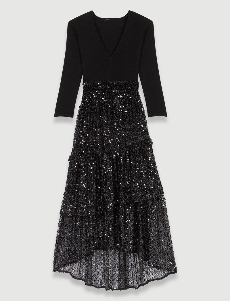 Sequin and mesh maxi dress 1