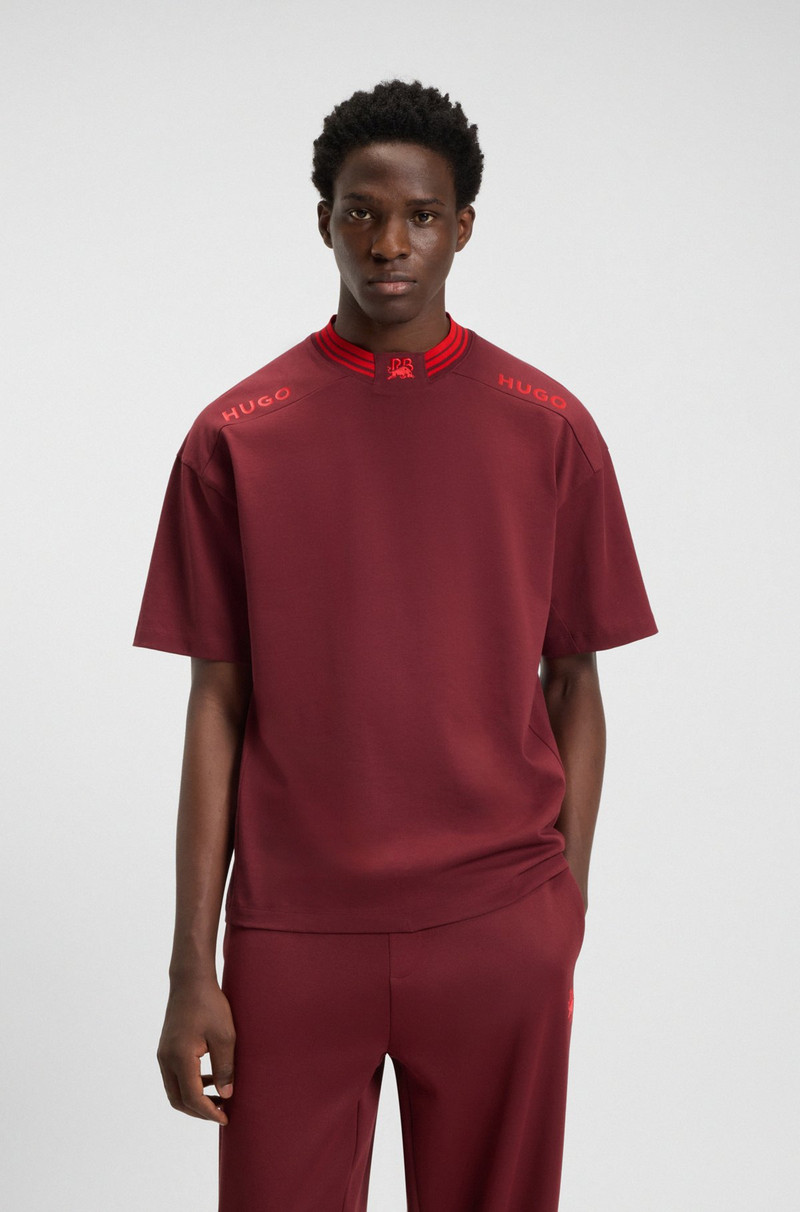 HUGO X RB COTTON T-SHIRT WITH TIPPING AND LOGOS 2