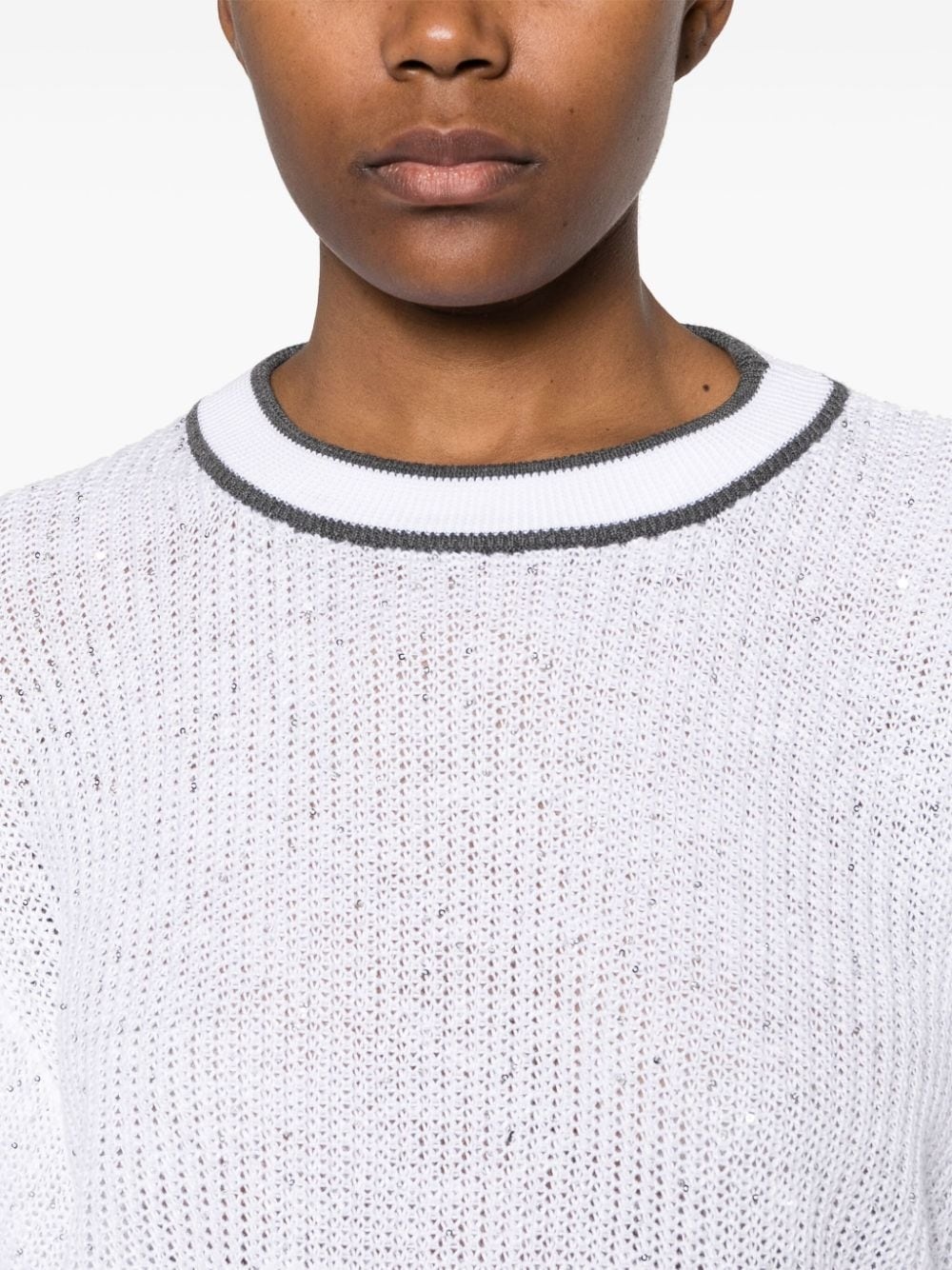 contrasting-border knitted top - 5