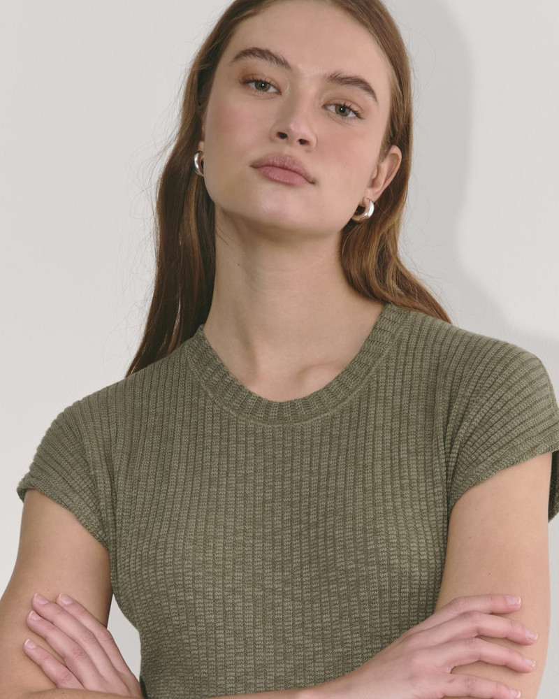THE RIB-KNIT CAP-SLEEVE MIDI DRESS 3