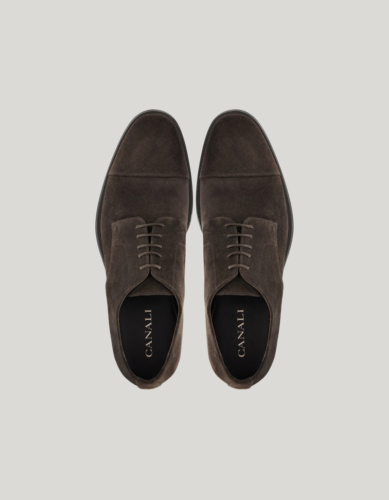 DARK BROWN SUEDE CAP-TOE DERBY WITH RUBBER SOLE 4