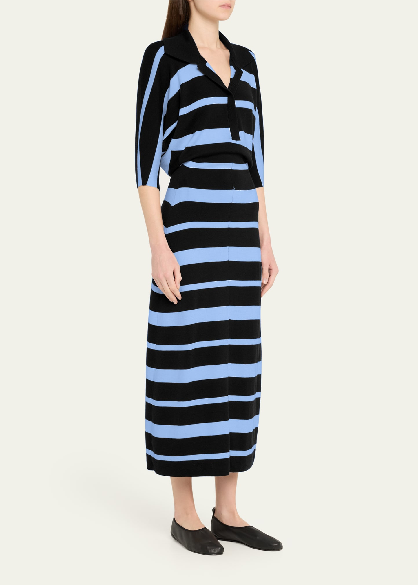 Solana Polo Stripe Superfine Merino Wool Dress - 4