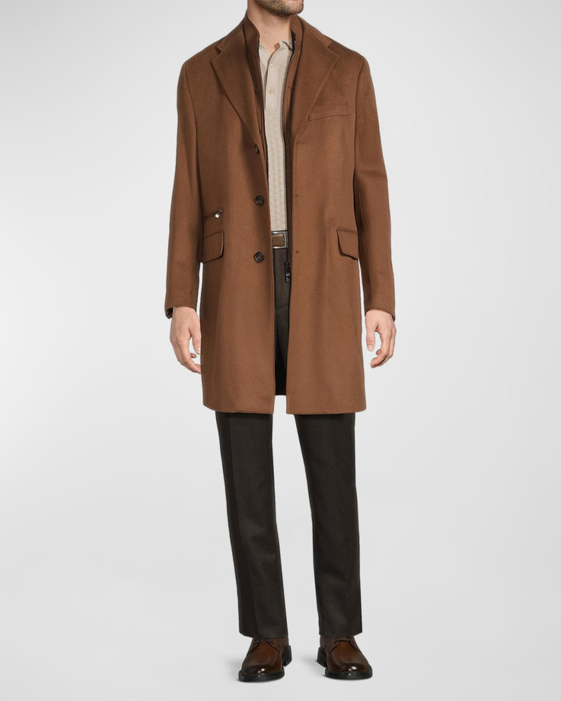 CORNELIANI Men's Virgin Wool Single-Breasted Top Coat with Zip Insert outlook
