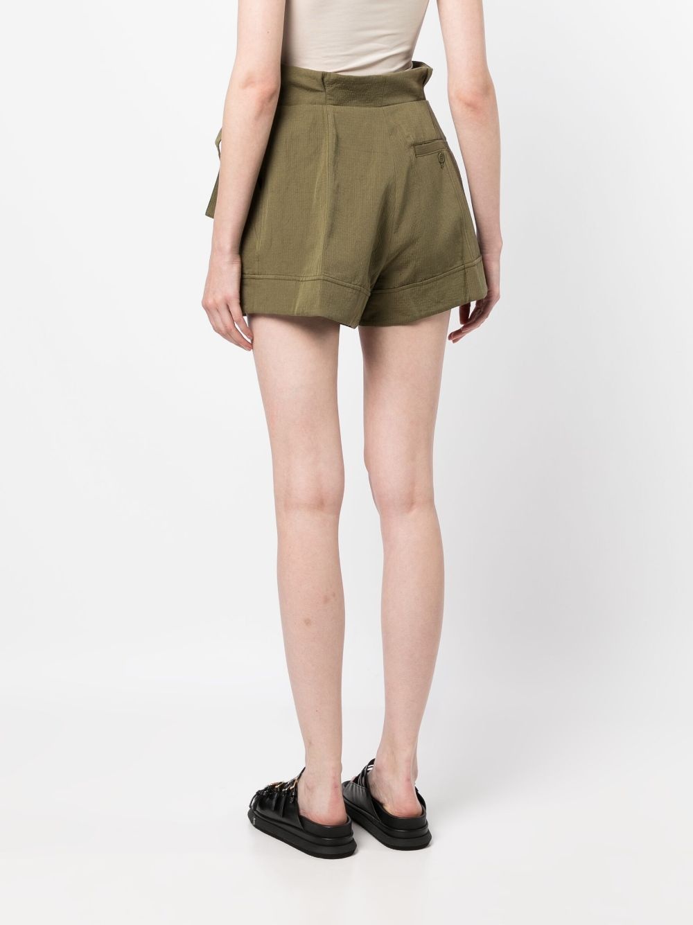 Paperbag cotton-linen shorts - 4