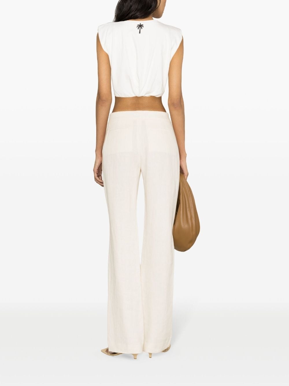sleeveless ruched cropped top - 4