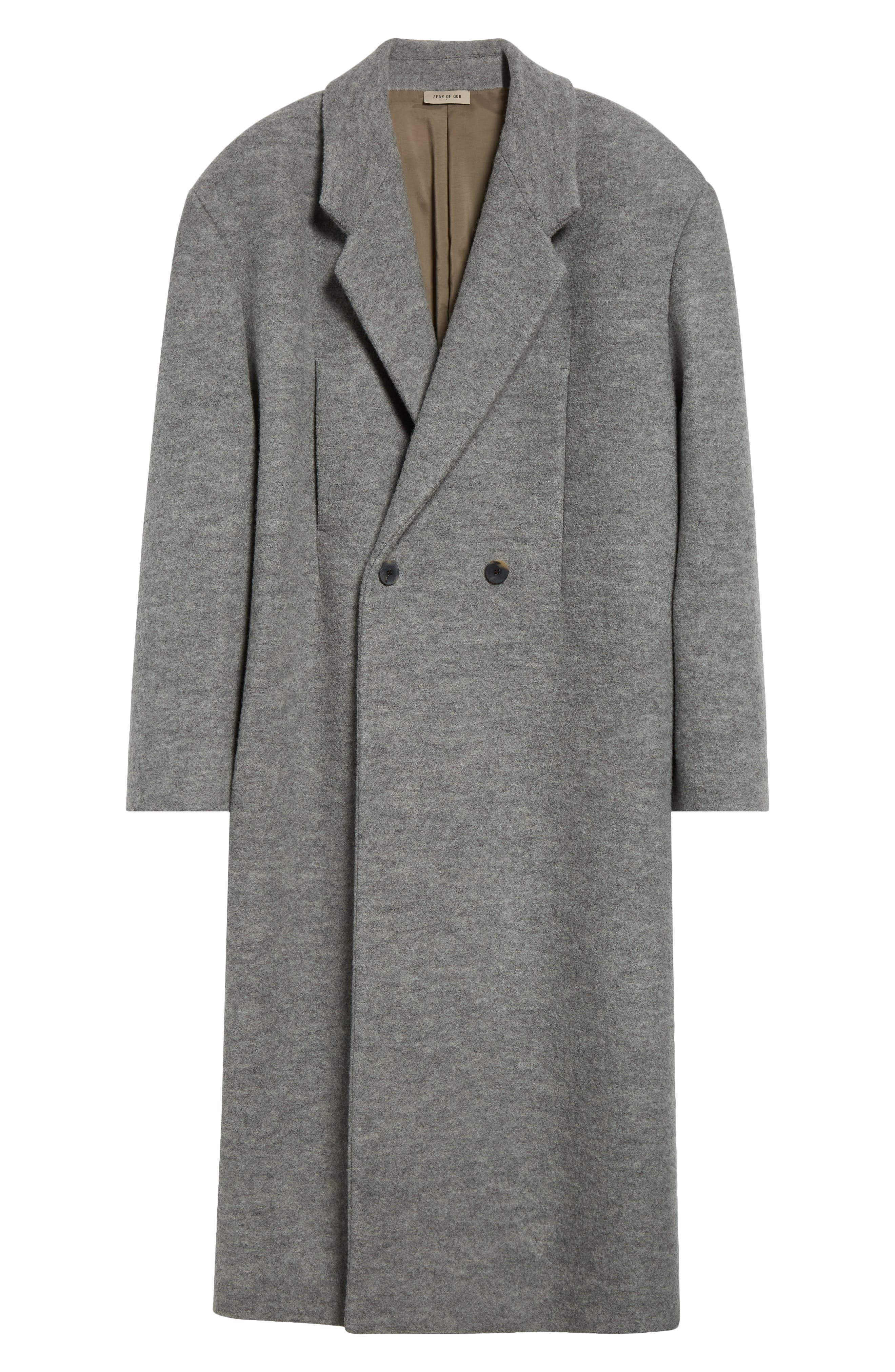 Fear of God Relaxed Boiled Virgin Wool Double Breasted Overcoat in Light Grey at Nordstrom - 7
