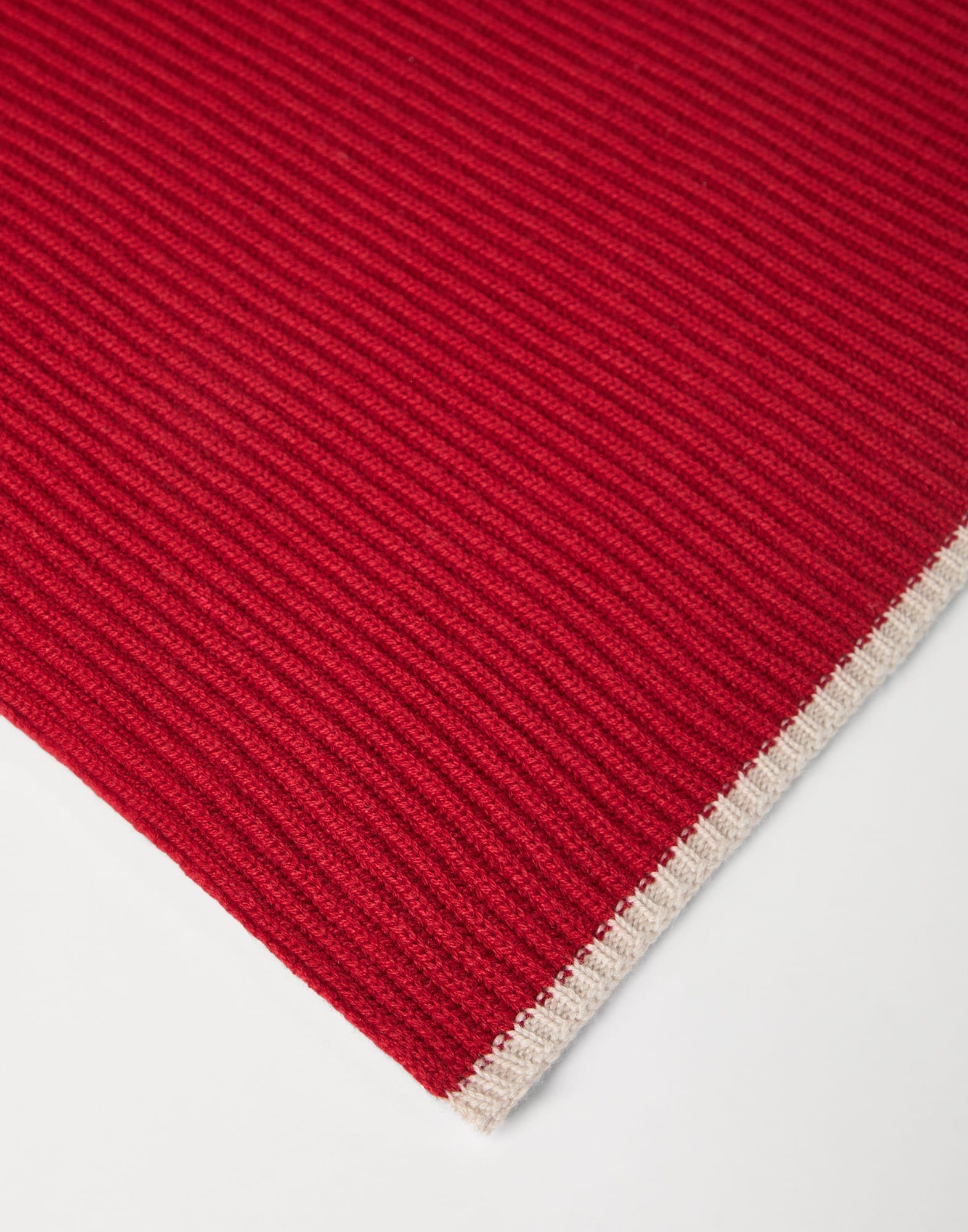 Cashmere English rib knit scarf with monili - 2