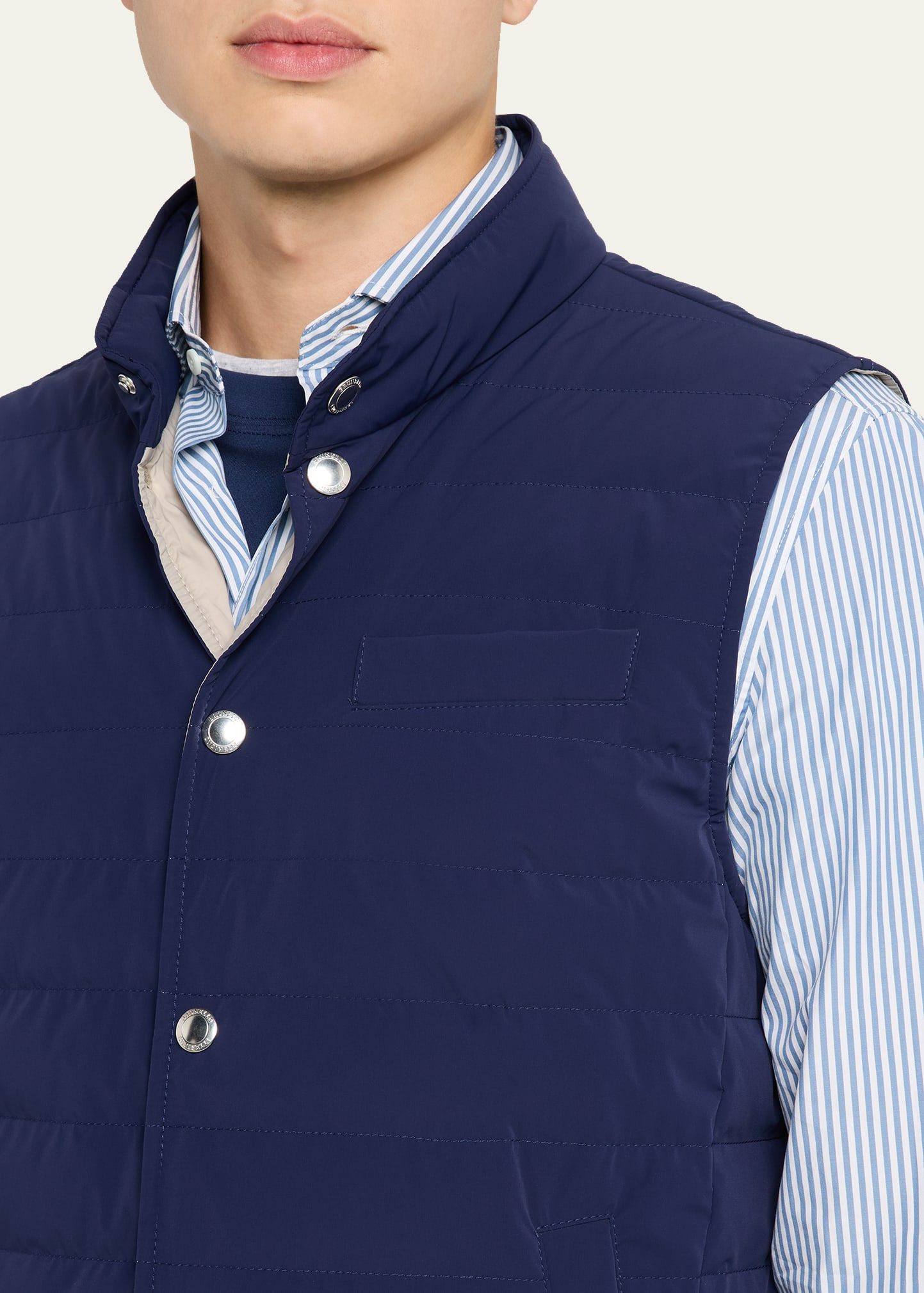 Men's Quilted Nylon Snap-Front Vest - 5