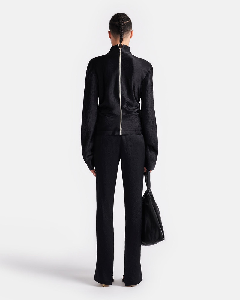 Crinkled-Satin Turtleneck Top 5