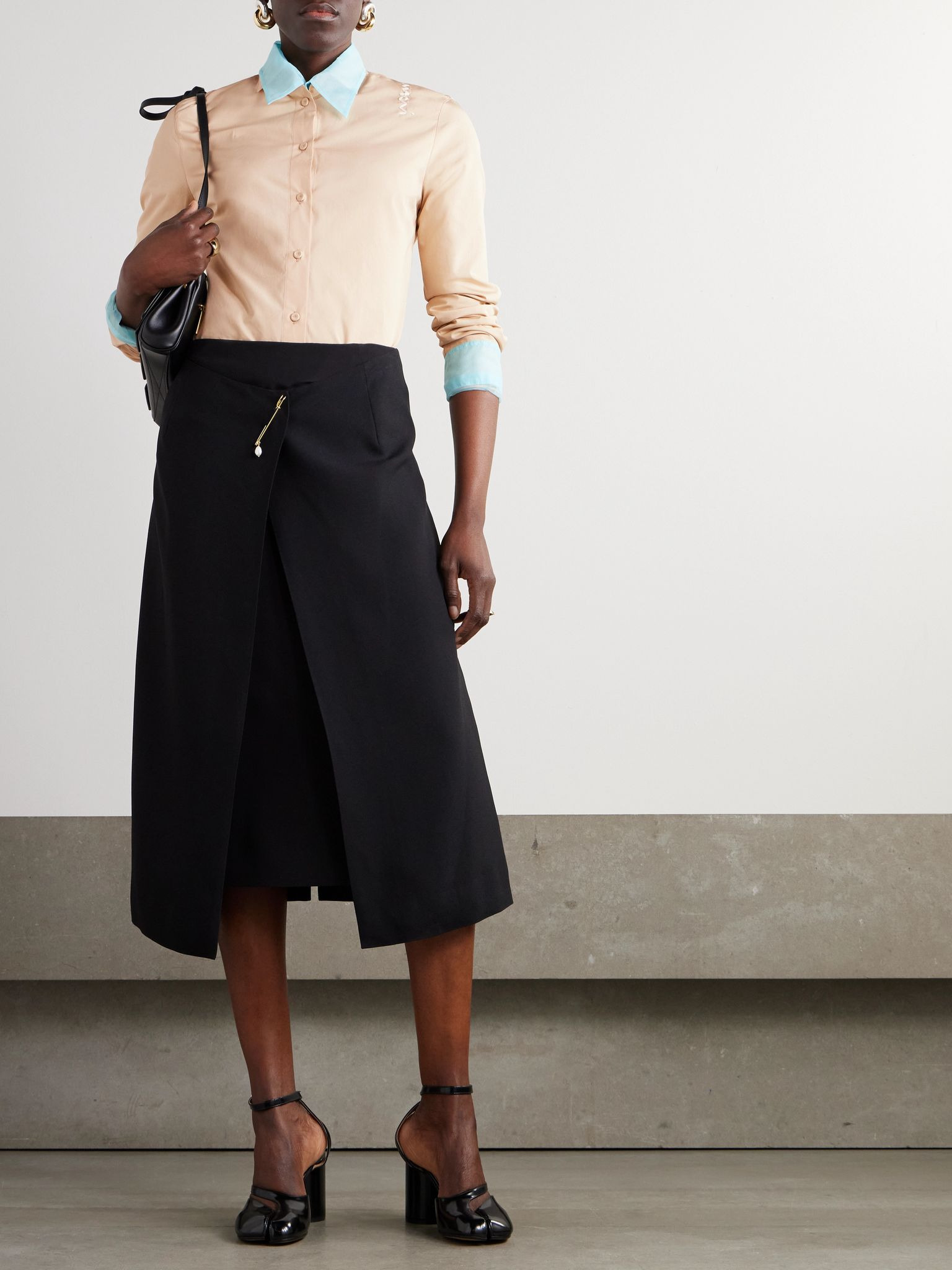 Embroidered organic cotton-poplin shirt Peach - 2