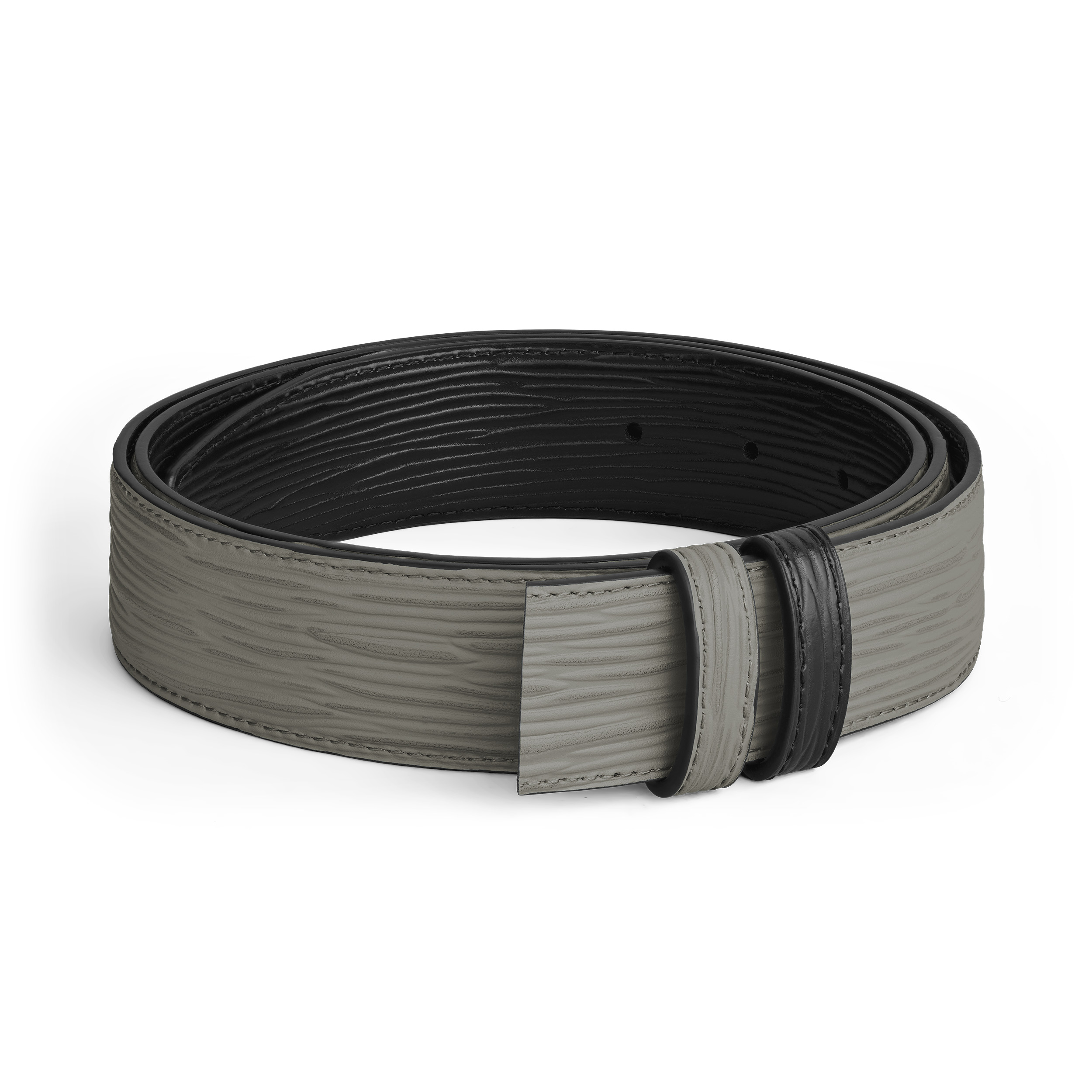 MEDIUM GREY/BLACK 35MM REVERSIBLE LEATHER BELT - 1