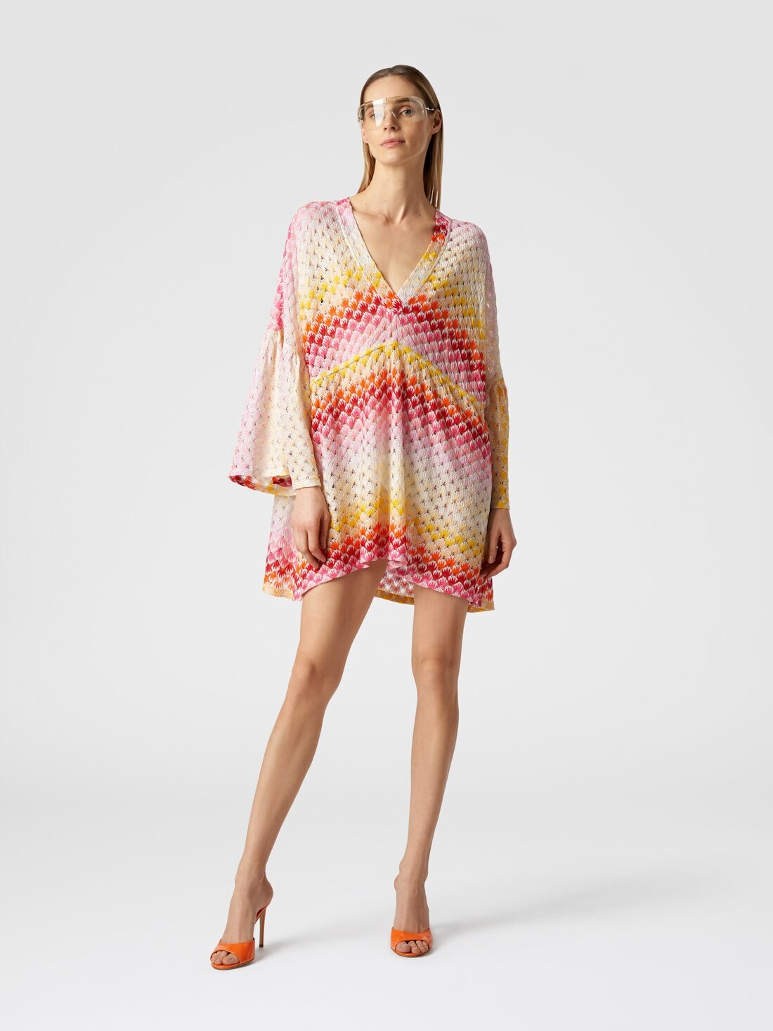 Short lace-effect cover up kaftan with lurex - 2