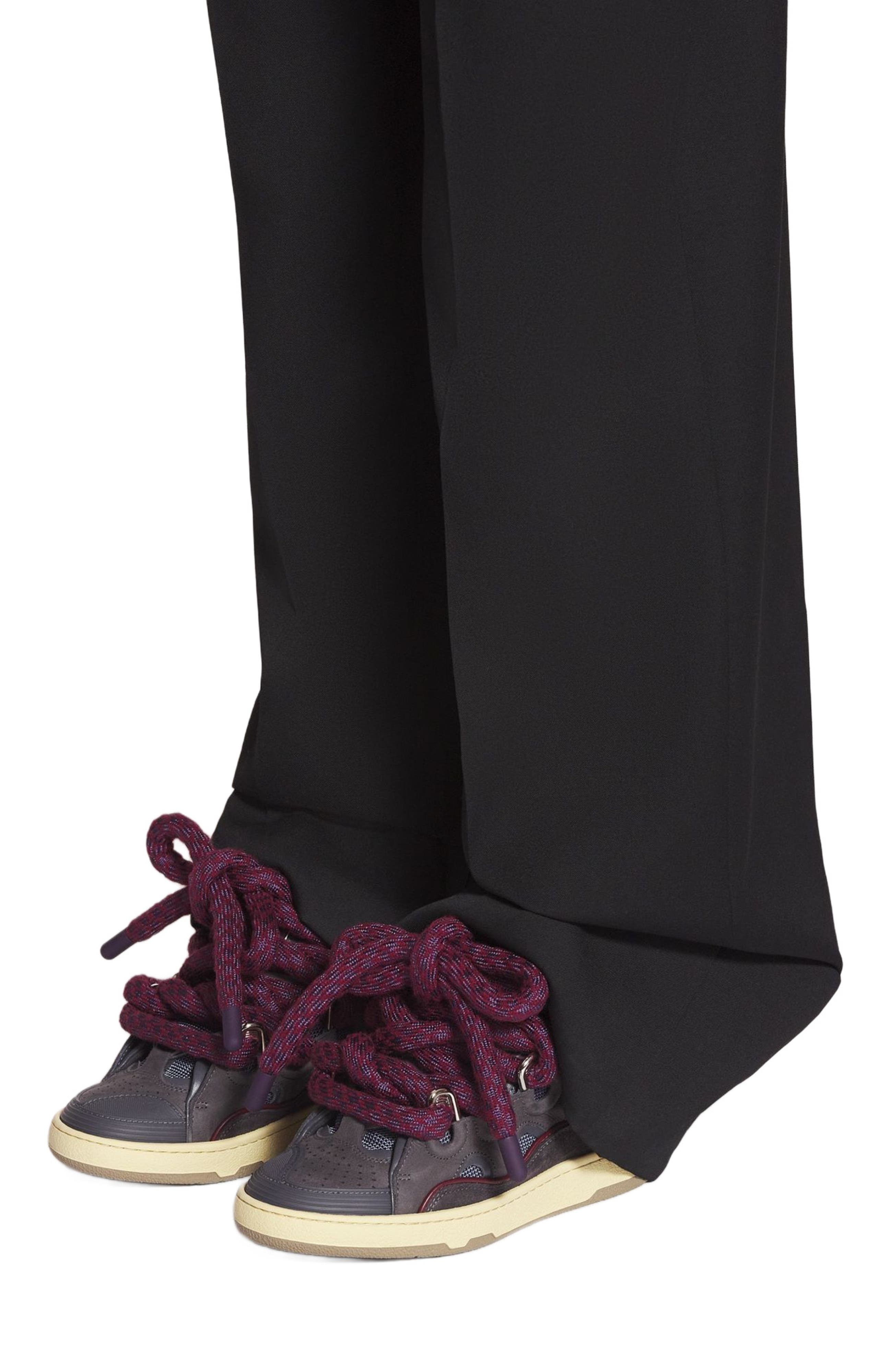 Lanvin CURB SNEAKERS IN LEATHER WITH SNAKE LACES in Shark Grey at Nordstrom - 6