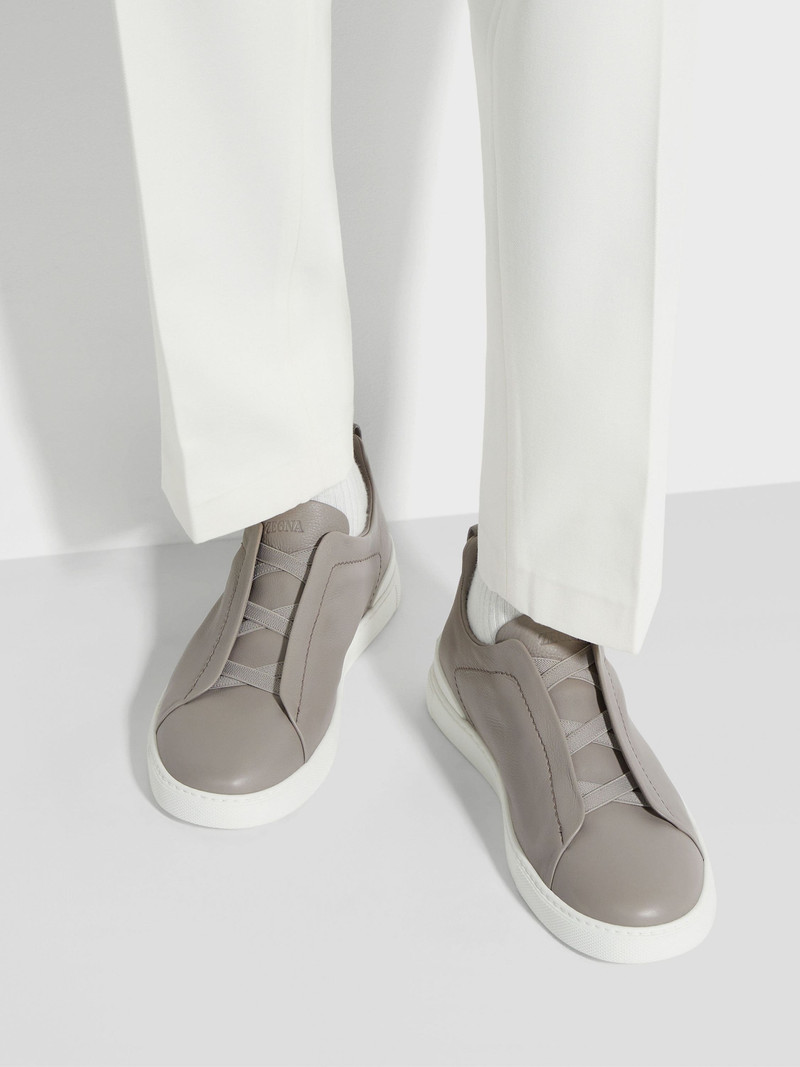 ZEGNA LIGHT GREY SECONDSKIN TRIPLE STITCH™ SNEAKERS outlook