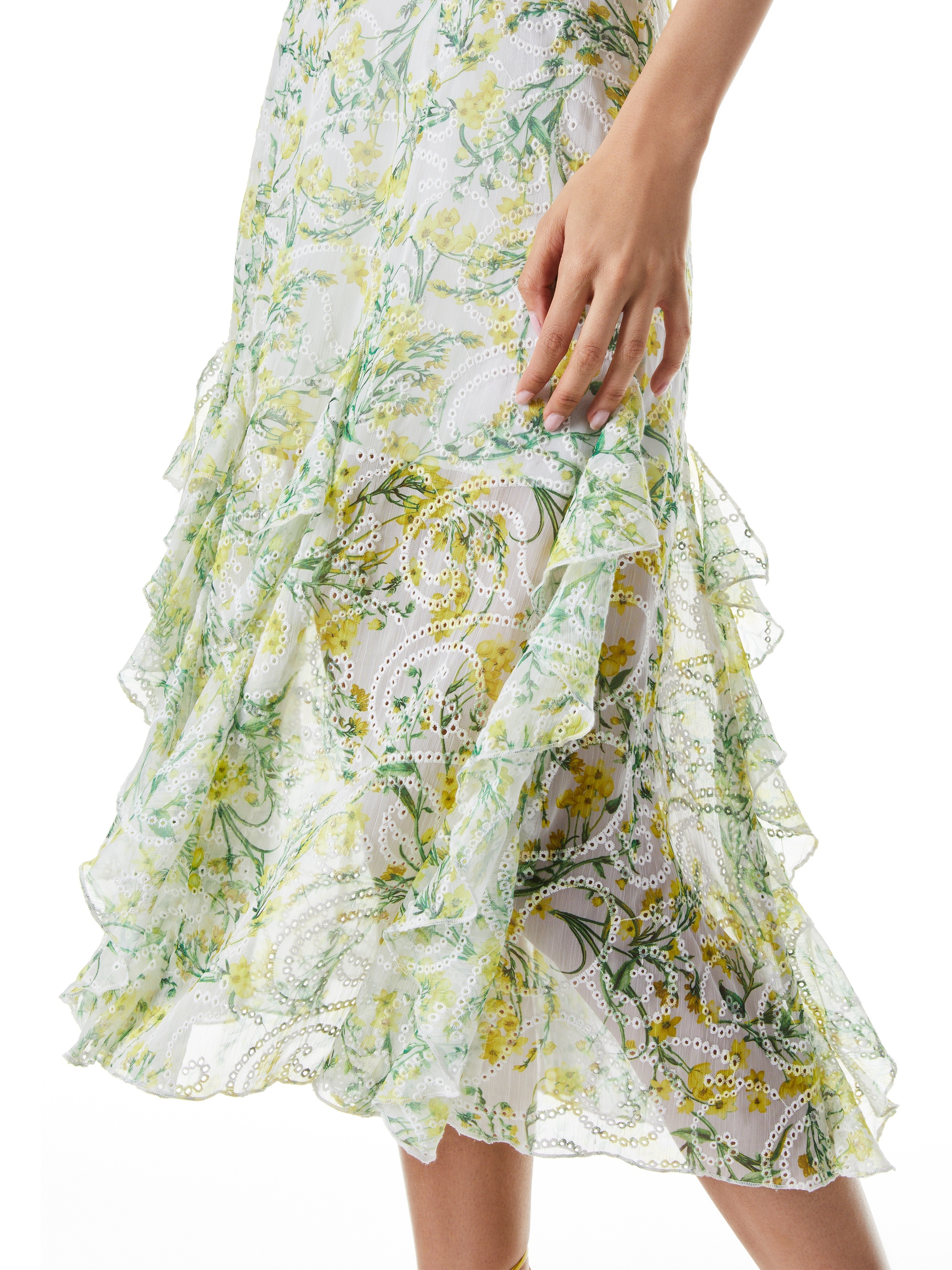 JOCELYN RUFFLE GODET MIDI SKIRT - 5