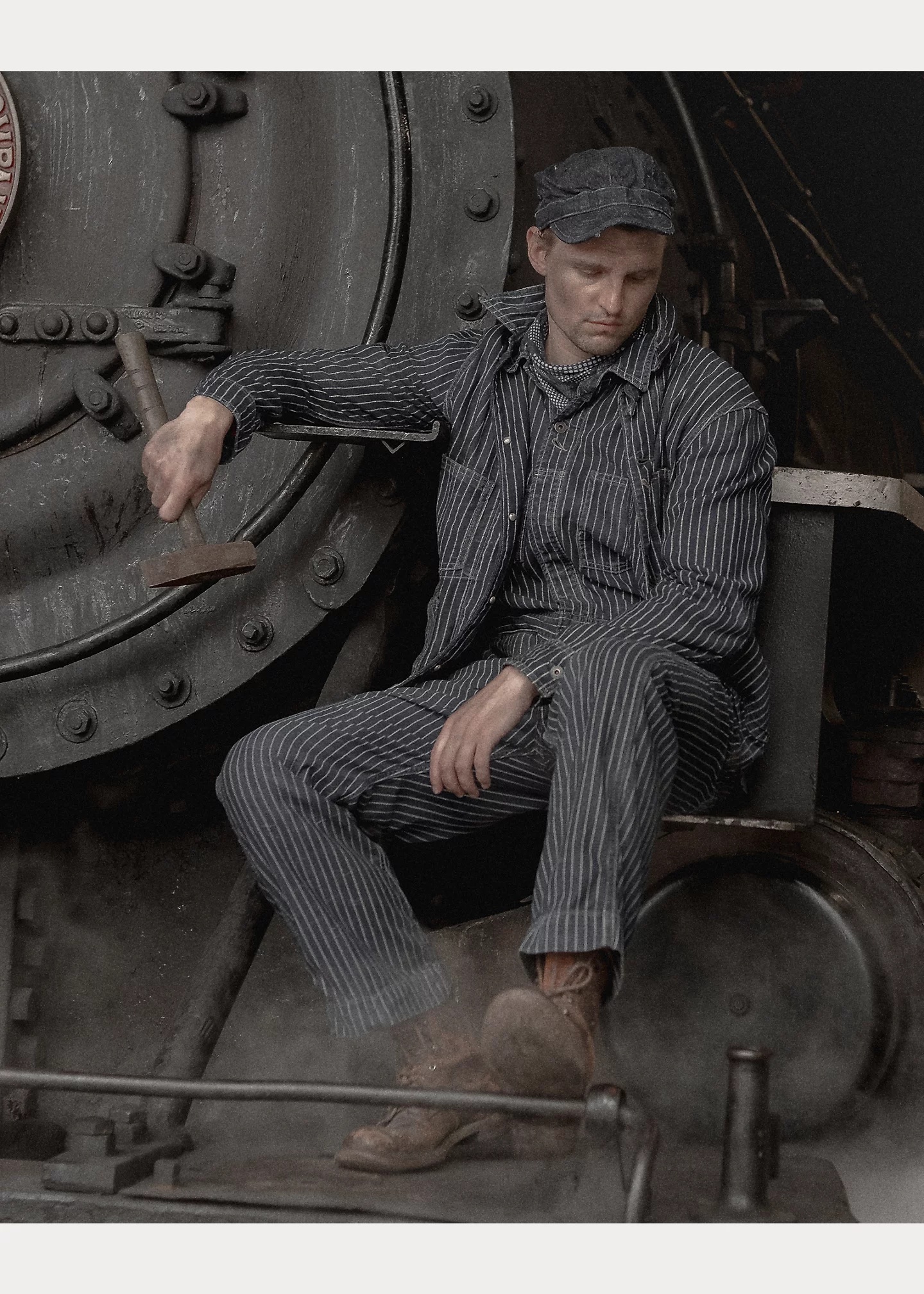Indigo Dot-Stripe Twill Coverall - 6