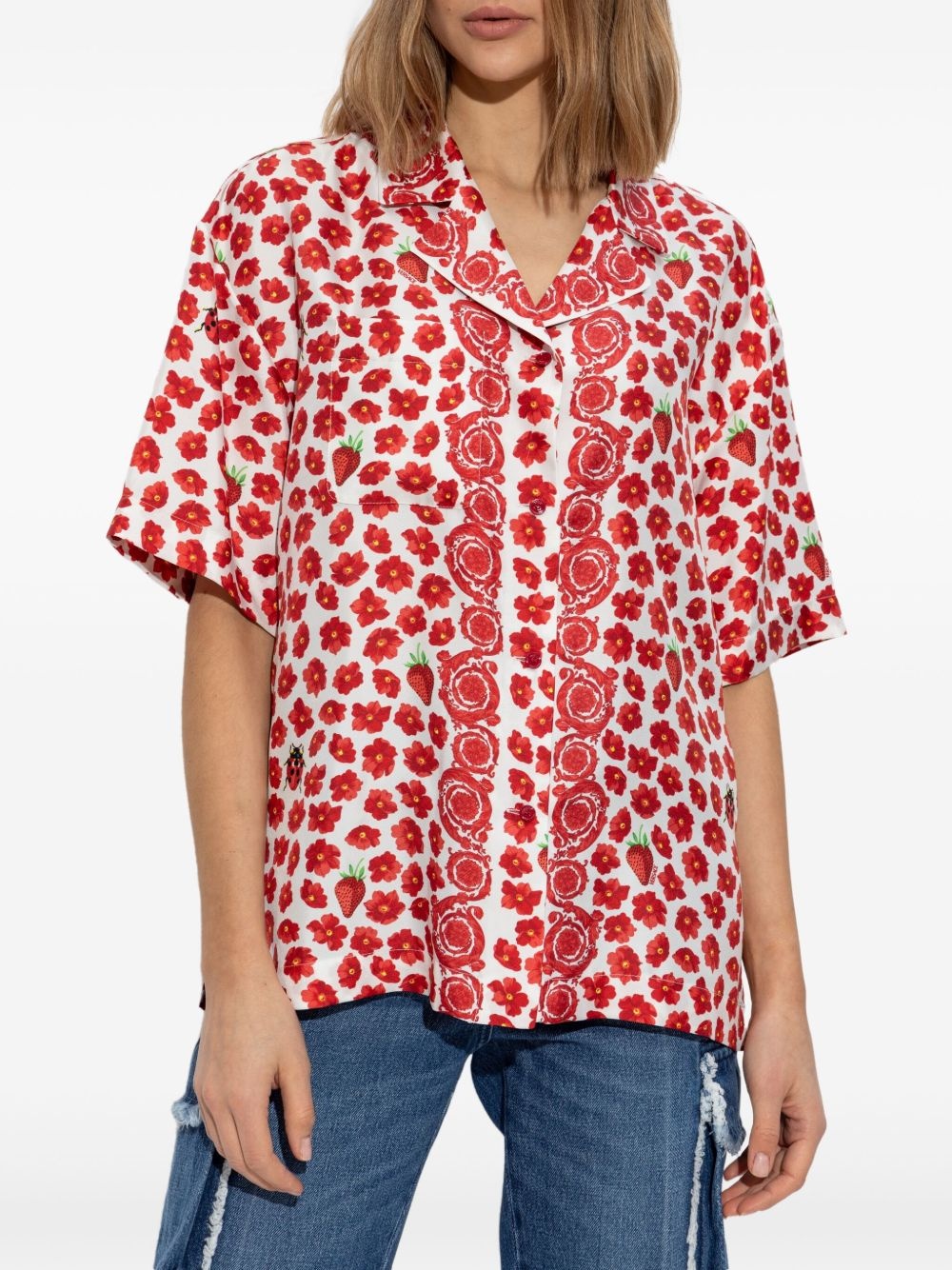 floral-print silk shirt - 3