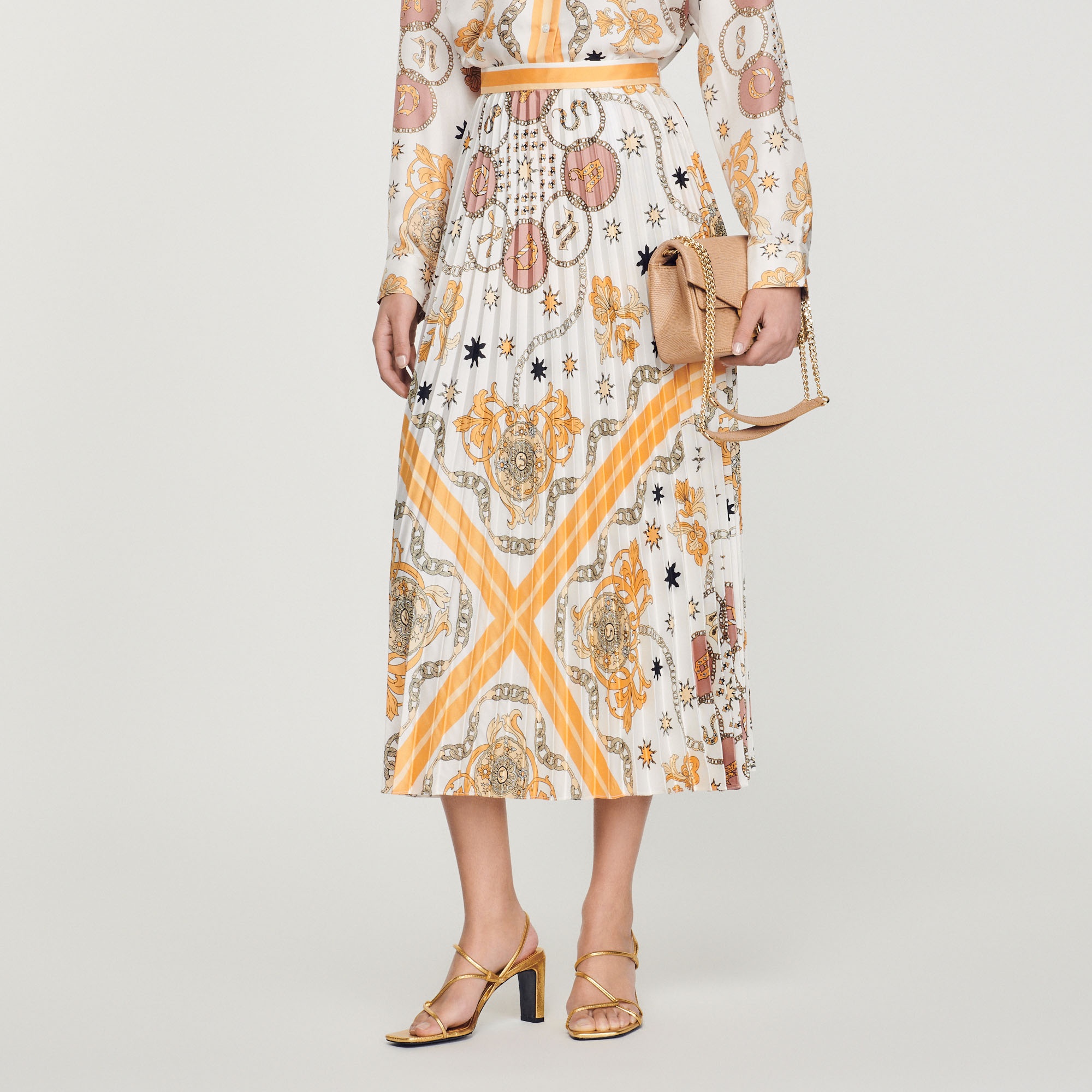 Scarf print pleated skirt - 5
