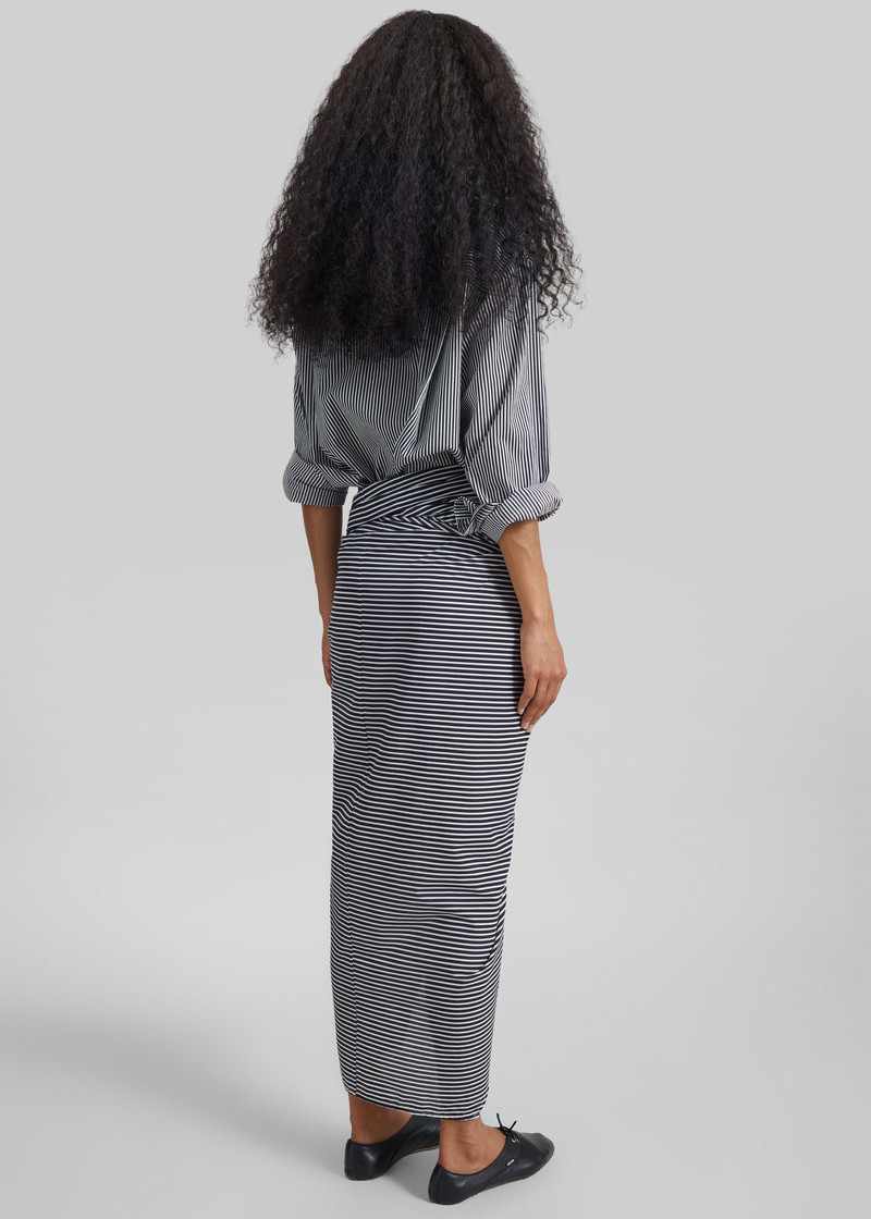 Thira Wrap Skirt - Black/White Stripe 11