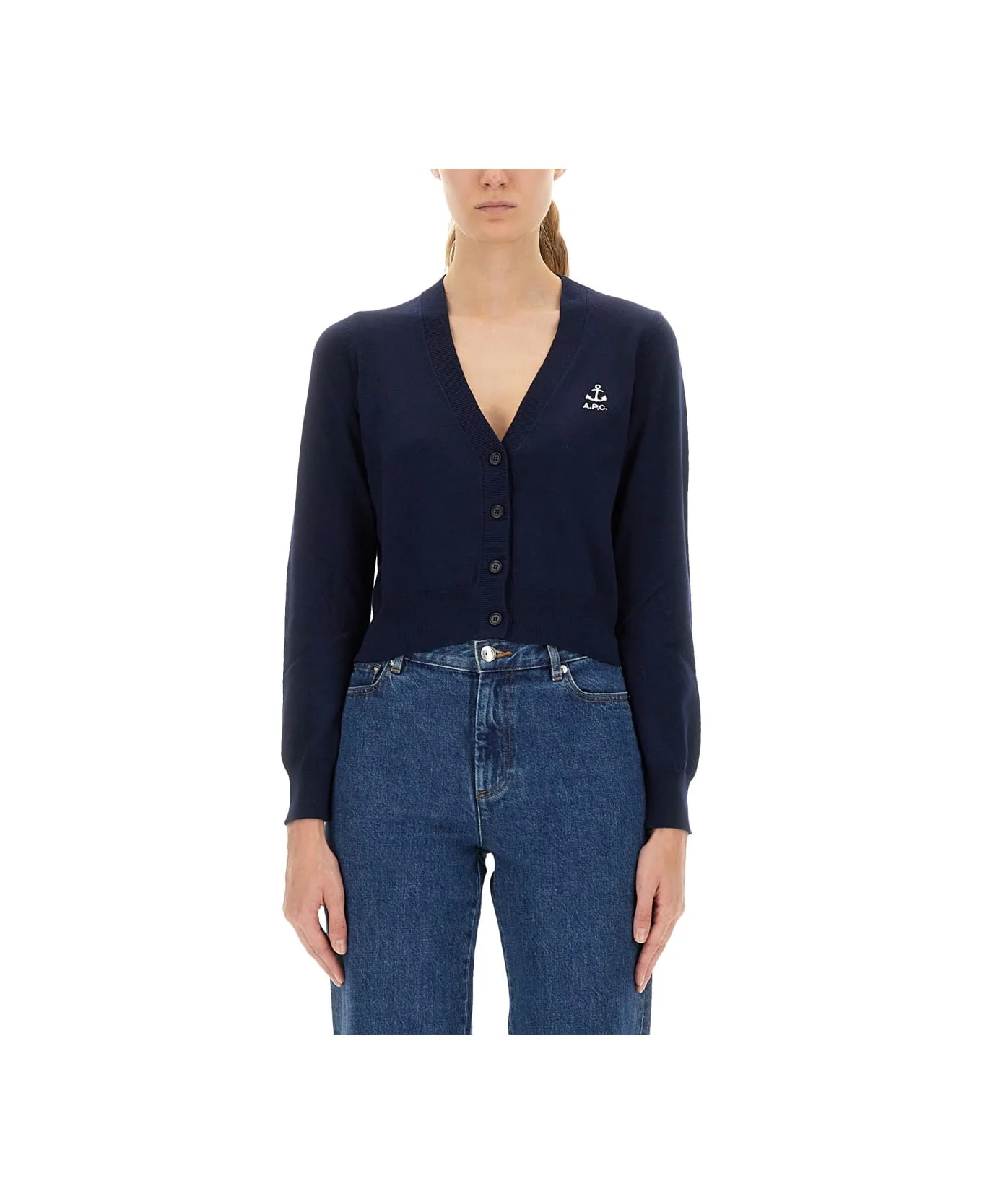 Cardigan With Embroidered Logo - 1